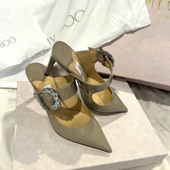 Jimmy Choo Patent Leather Mules with Crystal Buckle size 6 or 36 - Picture 9 of 14